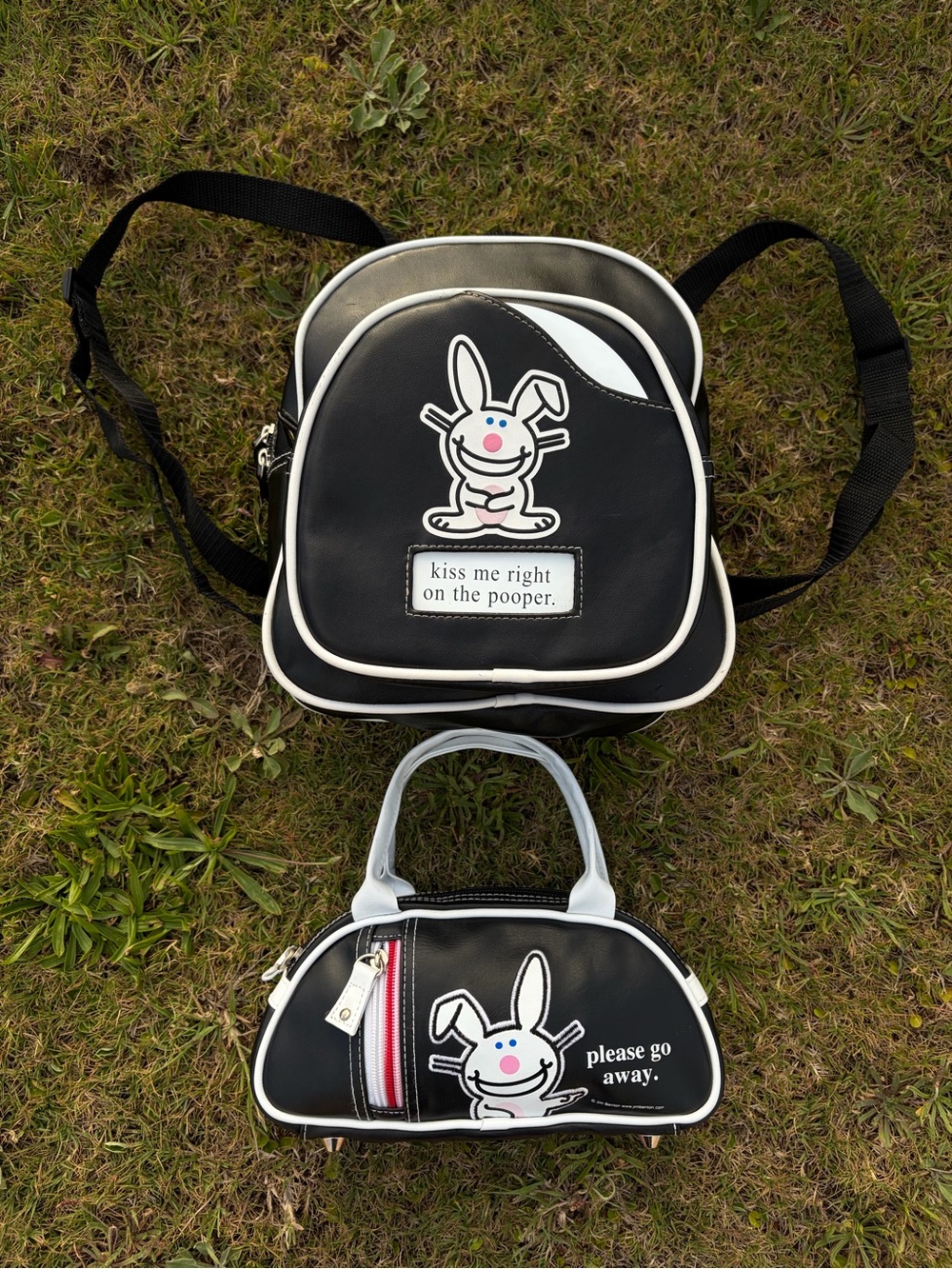 Y2k Jim Benton Happy Bunny Mini purse and 4 Slogan Backpack